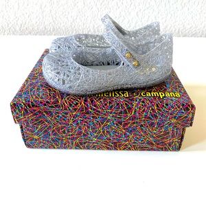 NEW! Size 8 Mini Melissa Campana Zig Zag - Silver Glitter
